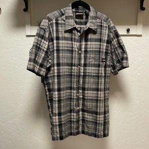 Dickies Button Up Shirt Mens Size Medium Plaid Short Sleeve Work Shirt Casual